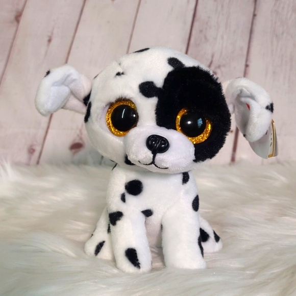 🆕️NWT Ty Beanie Boo Luther Black White Spots Dalmatian Dog Puppy Plush Stuffed - Picture 1 of 15